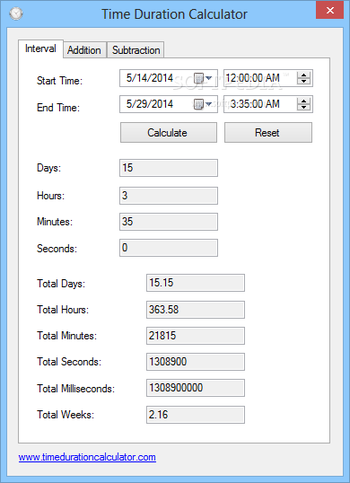 Time Duration Calculator screenshot