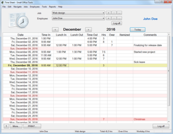 Time Sheet - Small Office Tools screenshot