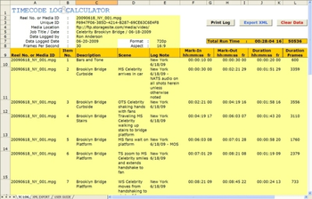 Timecode Log screenshot