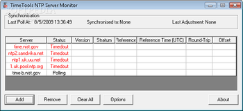 TimeTools NTP Server Monitoring screenshot