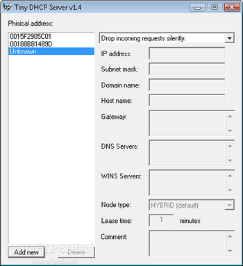 Tiny DHCP Server screenshot