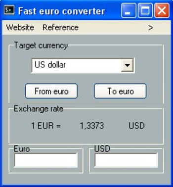 Tiny euro converter screenshot