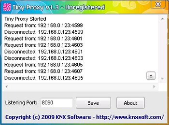 TinyProxy screenshot
