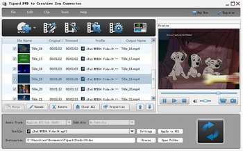 Tipard DVD to Creative Zen Converter screenshot