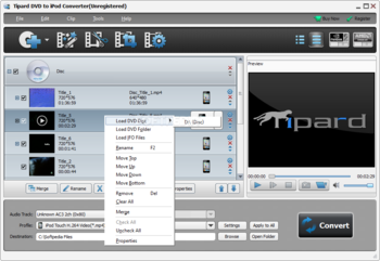 Tipard DVD to iPod Converter screenshot