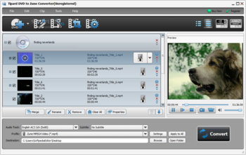 Tipard DVD to Zune Converter screenshot