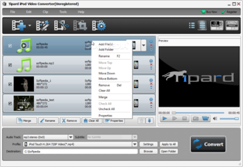 Tipard iPod Video Converter screenshot