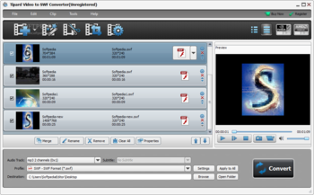 Tipard Video to SWF Converter screenshot