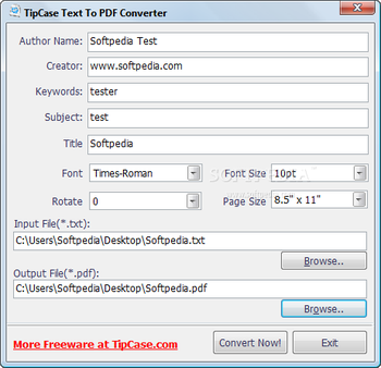 TipCase Text To PDF Converter screenshot
