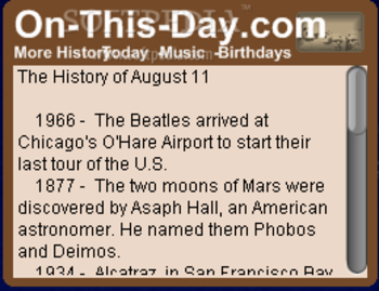 Today In History Yahoo! Widget screenshot 2