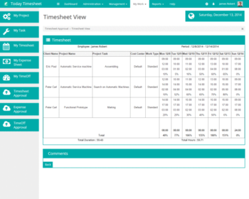 Today Timesheet screenshot
