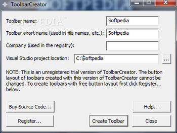ToolbarCreator screenshot