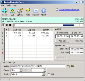 Toolsoft Audio Cutter screenshot