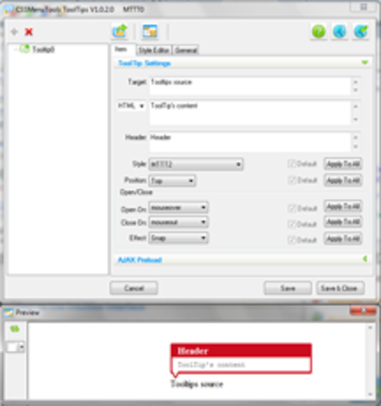 Tooltips Advancer for Expression Web screenshot