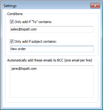 Topalt Auto Bcc for Outlook screenshot