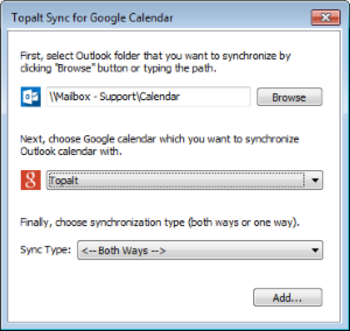 Topalt Sync for Outlook screenshot