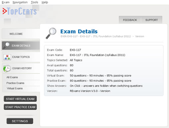 TopCerts 3601 Practice Testing Engine screenshot