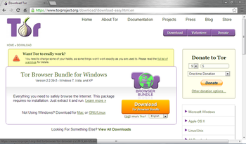 Tor Browser Bundle screenshot