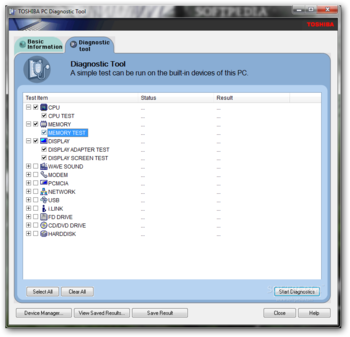 Toshiba PC Diagnostic Tool screenshot 2