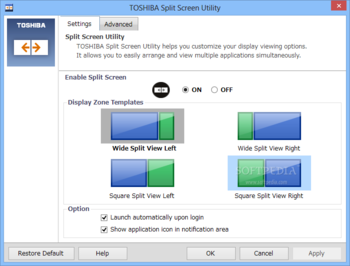 TOSHIBA Split Screen Utility screenshot