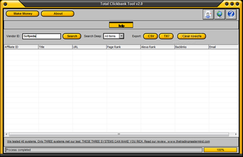 Total Clickbank Research Tool screenshot