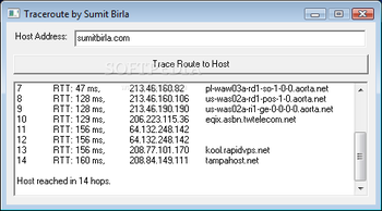 Traceroute screenshot