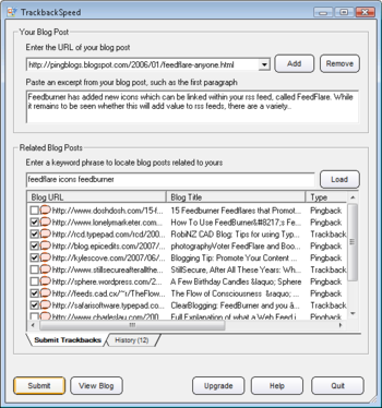 TrackbackSpeed screenshot 2