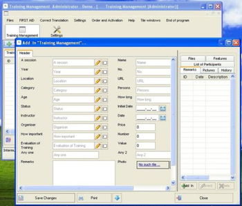 Training Management Administrator screenshot