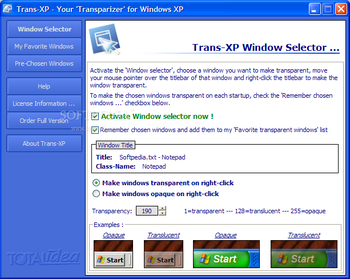 Trans-XP screenshot
