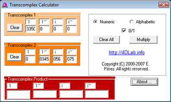 Transcomplex Calculator screenshot