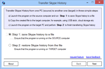 Transfer Skype History screenshot