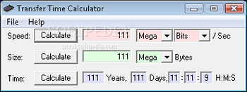 Transfer Time Calculator screenshot