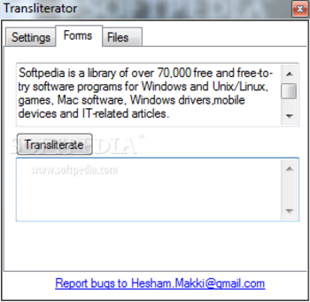 Transliterator screenshot 2
