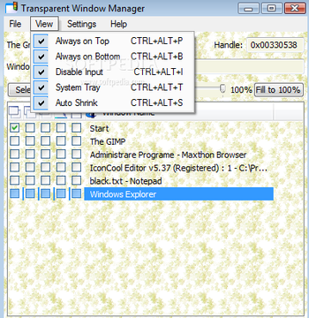 Transparent Window Manager screenshot 2