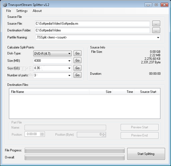 TransportStream Splitter screenshot