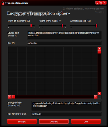 Transposition cipher screenshot 2