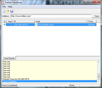 Trellian Traceroute screenshot