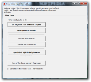 Trend Micro HijackThis Portable screenshot