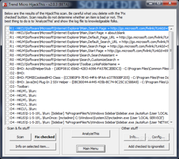 Trend Micro HijackThis screenshot 2