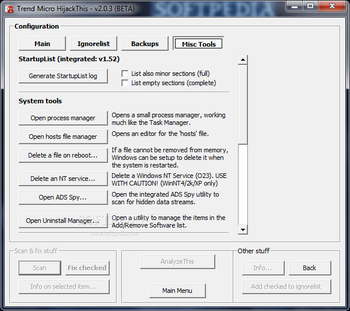 Trend Micro HijackThis screenshot 4