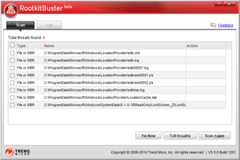 Trend Micro RootkitBuster screenshot 2