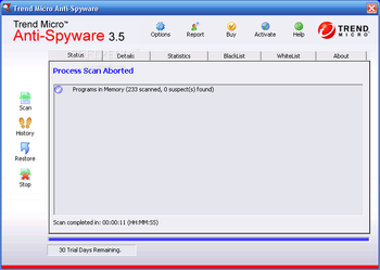 Trend Micro Spyware Pattern File screenshot