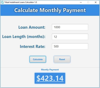 Tribal Installment Loans Calculator screenshot