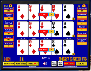 Triple Play Video Poker Gadget screenshot 2