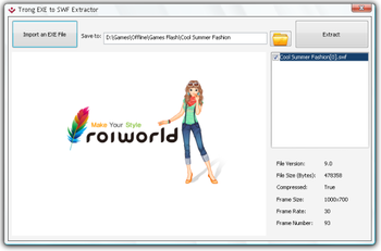 Trong EXE to SWF Extractor screenshot
