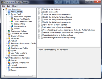True System Security Tweaker screenshot