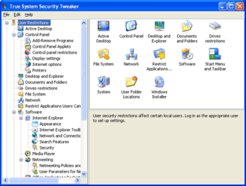 True System Security Tweaker screenshot