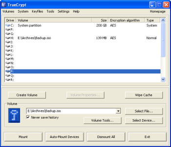 TrueCrypt screenshot