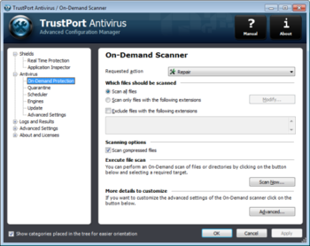 TrustPort Antivirus for Servers 2013 screenshot 2