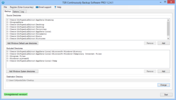 TSR Continuously Backup Software PRO screenshot
